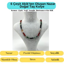 Sertifikalı Nazar Akik Taşı 55 cm Doğal Taş Kolye 925 Ayar Gümüş Kilit Sistemi