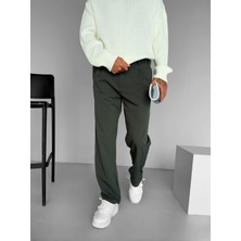 Erkek Baggy Fit Beli Lastikli Rahat Pantolon Haki