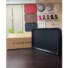 Hürsan Group 25 Li Büyük Boy Plastik Beyaz Yemekhane Servis Tepsisi(53×37) Siyah