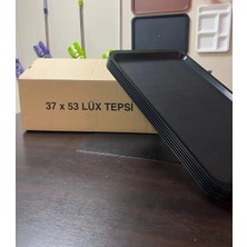 Hürsan Group 25 Li Büyük Boy Plastik Beyaz Yemekhane Servis Tepsisi(53×37) Siyah