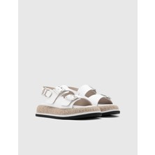 İLVİ Arika Deri Kadın Beyaz Sandalet