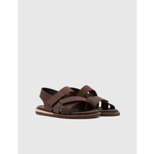 İLVİ Emilio  Crazy Deri Erkek Kahverengi Sandalet