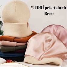 %,100 Ipek Astarlı Bere + 2 adet saf ipek toka