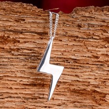 Ebrar Silver Gümüş Şimşek Kolye 925 Ayar Gümüş Şimşek Figürlü Unisex Kolye