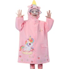 Petityu Unicorn Renkli Yeleli Şirin Pembe Su Geçirmez Yağmurluk