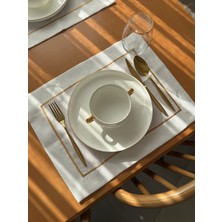 Creamin Home 12 adet Gold Şeritli Amerikan Servis
