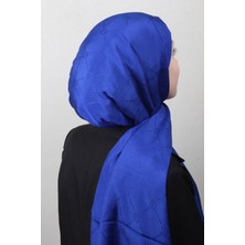 Piramit Monogram Şal 2889-3 Saks Mavisi