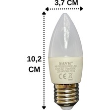 Şavk 5.5W (40W) 6000K (Beyaz Işık) E27 Duylu LED Mum Ampul (10 Adet)