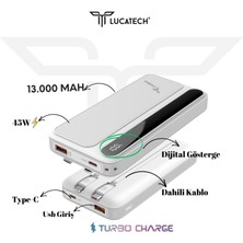 Powerbank 45W Hızlı Şarj 13.000 Mah Taşınabilir Şarj Cihazı Dijital Göstergeli Turbo Sarj