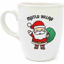 Palto Tasarım Mutlu Yıllar Krem Oval Kupa No:07-Yılbaşı Hediyelik Kupa