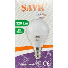 Şavk 4W (25W) 6000K (Beyaz Işık) E14 Duylu LED Top Ampul (10 Adet)