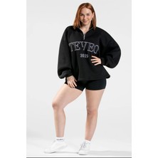 Crevo Yarım Fermuarlı Oversize Sweatshirt