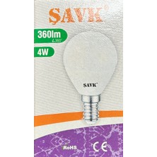 Şavk 4W (40W) 3000K (Sarı Işık) E14 Duylu LED Top Ampul (2 Adet)