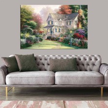 Marsilyan Dekoratif Baskı Yağlıboya Efekti Kır Evi Kanvas Tablo