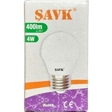 Şavk 4W (40W) 6500K (Beyaz Işık) E27 Duylu LED Top Ampul (10 Adet)