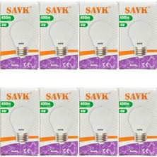 Şavk 4W (40W) 6500K (Beyaz Işık) E27 Duylu LED Top Ampul (8 Adet)