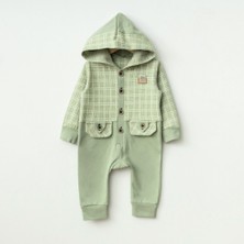 Baby Fou Kapüşonlu Önden Düğmeli Tulum