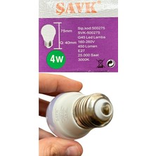 Şavk 4W (40W) 3000K (Sarı Işık) E27 Duylu LED Top Ampul