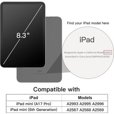 MTK Moveteck Apple iPad Mini 7 Kılıf Akıllı Smart Uyku Modlu Standlı Şeffaf Smart Kapak A2993 A2995 A2996 A17PRO