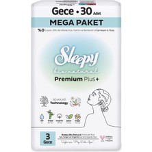 Sleepy Bio Natural Premium Plus Hijyenik Ped Mega Paket Gece 30 Adet