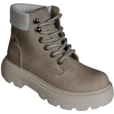 Yaz Kış Ayakkabı Yazkış Kadın Siyah Ten Mat Cilt Bağcıklı Bileği Lastikli 5cm Kalın Taban Bot