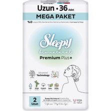 Sleepy Bio Natural Premium Plus Hijyenik Ped Mega Paket Uzun 36 Adet