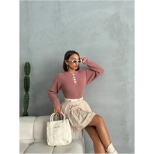 Nosia Fashion Kadın Düğme Detaylı Tasarım Triko Kazak