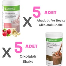 Herbalife 5 Adet Ahududulu Ve Beyaz Çikolatalı Shake Ve 5 Adet Çikolatalı Shake