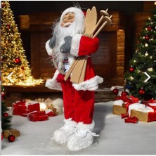 Tarrington House Yılbaşı Süsü Noel Baba 45CM Biblo Figür Büyük Boy  -Kayakları, Hediye Çuvalı ve Aksesuarları