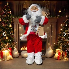 Tarrington House Yılbaşı Süsü Noel Baba 45CM Biblo Figür Büyük Boy  -Kayakları, Hediye Çuvalı ve Aksesuarları