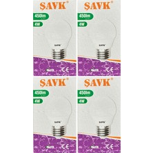 Şavk 4W (40W) 3000K (Sarı Işık) E27 Duylu LED Top Ampul (4 Adet)