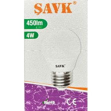 Şavk 4W (40W) 3000K (Sarı Işık) E27 Duylu LED Top Ampul (4 Adet)