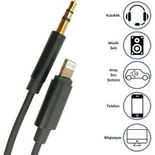 Linual Linual® iPhone Lightning Aux Araç Dönüştürücü Ses Kablosu 35 mm Jack Girişli