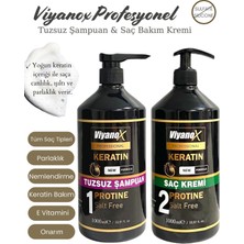 Viyanox Keratinli Tuzsuz Şampuan 1000 ml & Keratin Bakım ve Onarıcı Saç Kremi 1000 ml