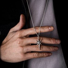 Ebrar Silver Gümüş Kutup Yıldızı Unisex Kolye 925 Ayar Gümüş Kutup Yıldızı Figürlü Kolye