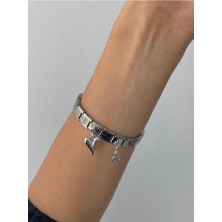 Kesmia Çelik Italyan Bileklik ve Charm  Gümüş  Renkli   18 cm Ayarlanabilir,bileklik Kadın Unısex