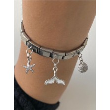 Kesmia Çelik Italyan Bileklik ve Charm  Gümüş  Renkli   18 cm Ayarlanabilir,bileklik Kadın Unısex