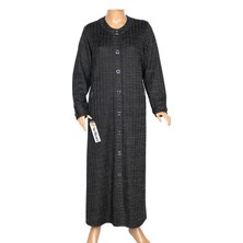 Hermevsim Hesna Kadın Nurel Büyük Beden Kışlık Kare Çıtçıtlı Siyah Pardesü