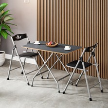 Güzelkan Madeni Eşya 50X80 Füme Katlanır Masa ve 2 Adet Sandalye Seti 1133