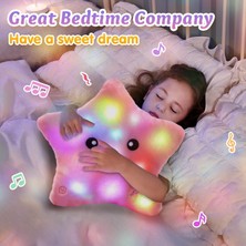 Fendii Müzik LED Parıltılı Yıldız Peluş Hayvan Yaratıcı Ninni Parlayan Yumuşak Şarkı Söyleyen Yastık Peluş Oyuncak Eşlik Eden Çocuklar Gece Parlıyor Doğum Günü Sevgililer Günü Kız Bebek Pembe (Yurt Dışından)