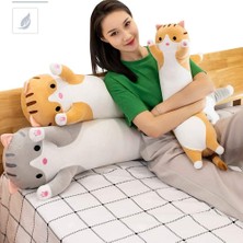 Fendii Sevimli Kedi Peluş Uzun Vücut Yastık Kucaklama Karikatür Doldurulmuş Hayvan Kedi Peluş Yumuşak Bebek Yastık Çocuk Kız Hediye (Gri, 19 Inç), 1 Parça (1'li Paket) (Yurt Dışından)