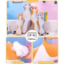 Fendii Sevimli Kedi Peluş Uzun Vücut Yastık Kucaklama Karikatür Doldurulmuş Hayvan Kedi Peluş Yumuşak Bebek Yastık Çocuk Kız Hediye (Gri, 19 Inç), 1 Parça (1'li Paket) (Yurt Dışından)