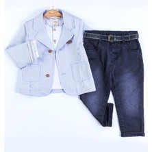 Bombili Erkek Bebek Ceketli 3'lü Takım