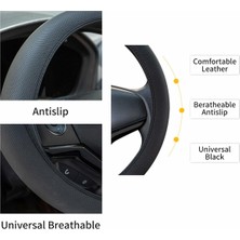 Automod Renault Symbol 2013-2016 Direksiyon Uyumlu Koruyucu Siyah Deri Geçme Kılıf