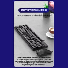Polham USB Kablolu Sessiz Ofis Ev Tipi Klavye Mouse Seti, Bilek Destekli, Tak Çalıştır Klavye Mouse