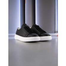 Hakiki Deri Siyah Sneaker Erkek Spor Ayakkabı 100-01