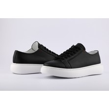 Hakiki Deri Siyah Sneaker Erkek Spor Ayakkabı 100-01