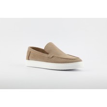 Hakiki Deri Bej Süet Loafer Erkek Ayakkabı 620-05
