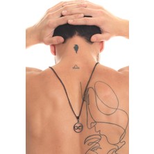 Labalaba Erkek Siyah Oksit Kaplama Sonsuzluk Simge Uçlu Kolye