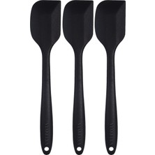 Viarella Silikon Spatula Set Büyük Boy Yanmaz Çizmez Siyah 3'lü